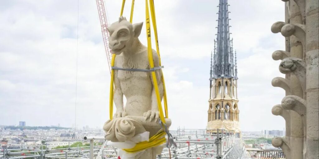 Restoration of chimeras at Notre Dame cathedral