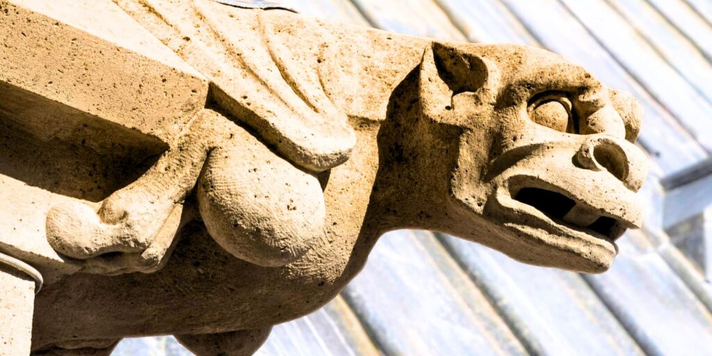 Restored Gargoyle at Notre Dame cathedral