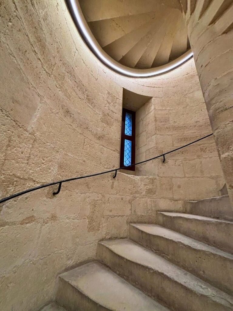The view inside the spiral stairs of the South Tower. Watch your step!