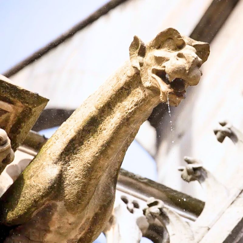 Gargoyle acting as a water spout